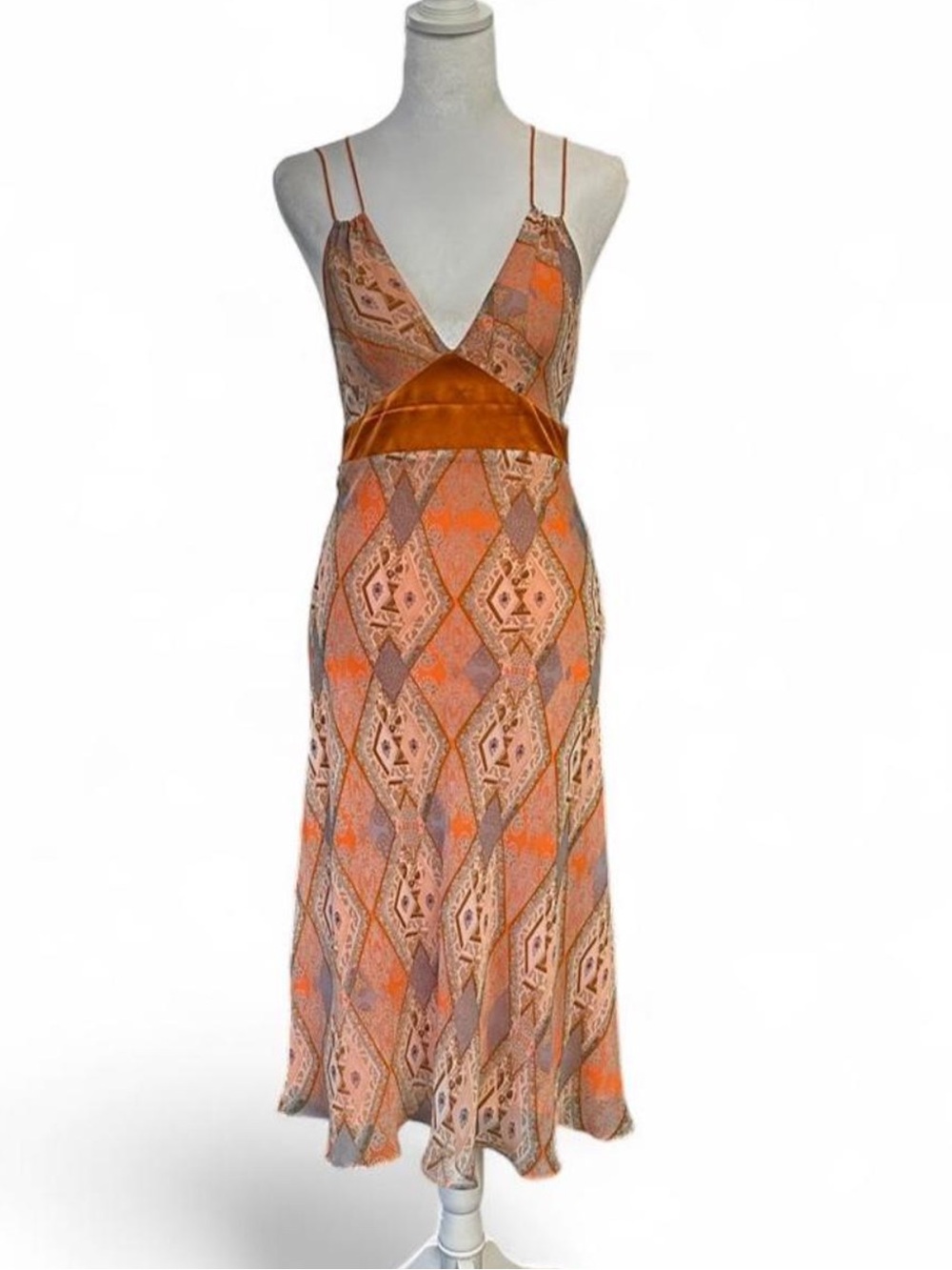 Arden B boho patchwork print silk dress